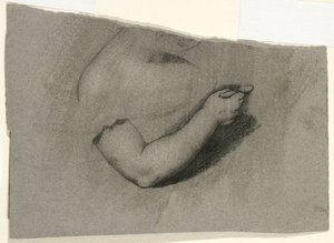 1824年のメアリーホーンの肖像画の研究（グレーブラウンの織り紙に木炭と白いチョーク） 作： Samuel Finley Breese Morse